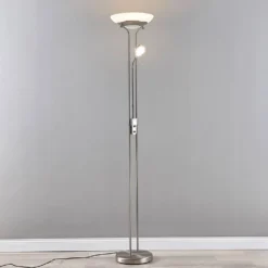 Yveta Lámpara De Pie Nickel/White - Lindby -Iluminación Tienda De Ventas 42510965200954