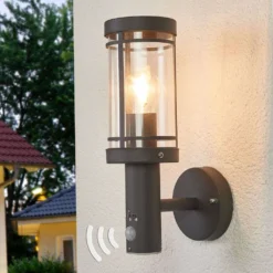 Djori Aplique De Pared Exterior W/Sensor Dark Grey - Lindby -Iluminación Tienda De Ventas 42510965286884