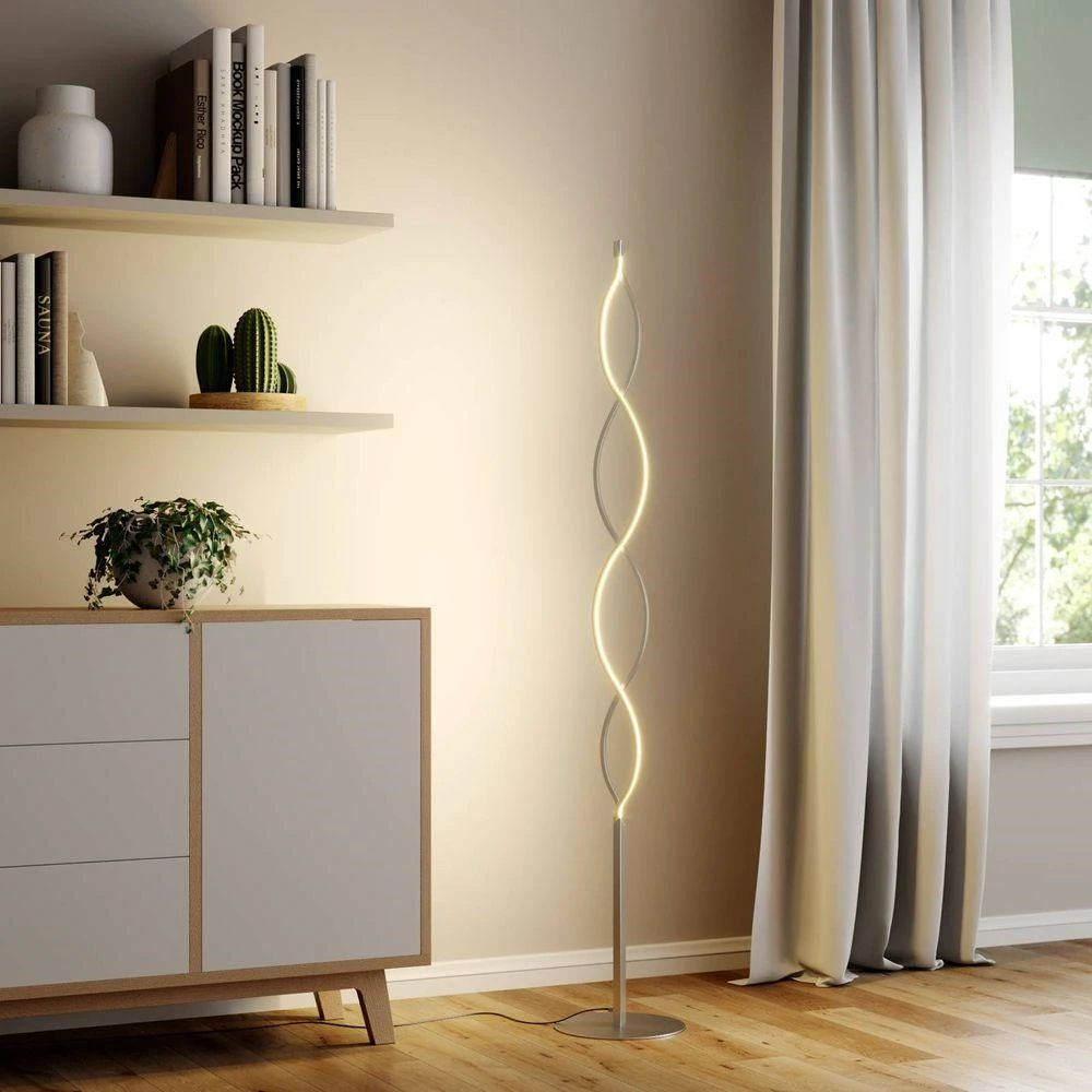 Auron Lámpara De Pie Nickel/White - Lindby 2 Auron Lámpara De Pie Nickel/White - Lindby - Imagen 2