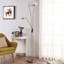 Felicia Lámpara De Pie Nickel/White - Lindby -Iluminación Tienda De Ventas 42510965325933