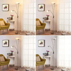 Felicia Lámpara De Pie Nickel/White - Lindby -Iluminación Tienda De Ventas 42510965325935