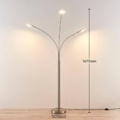 Anea 3 Lámpara De Pie Nickel/White - Lindby -Iluminación Tienda De Ventas 42510965431864