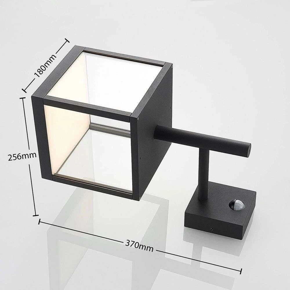 Cube Aplique Pared Exterior M/Sensor Graphite/Clear - Lucande 4 Cube Aplique Pared Exterior M/Sensor Graphite/Clear - Lucande - Imagen 4