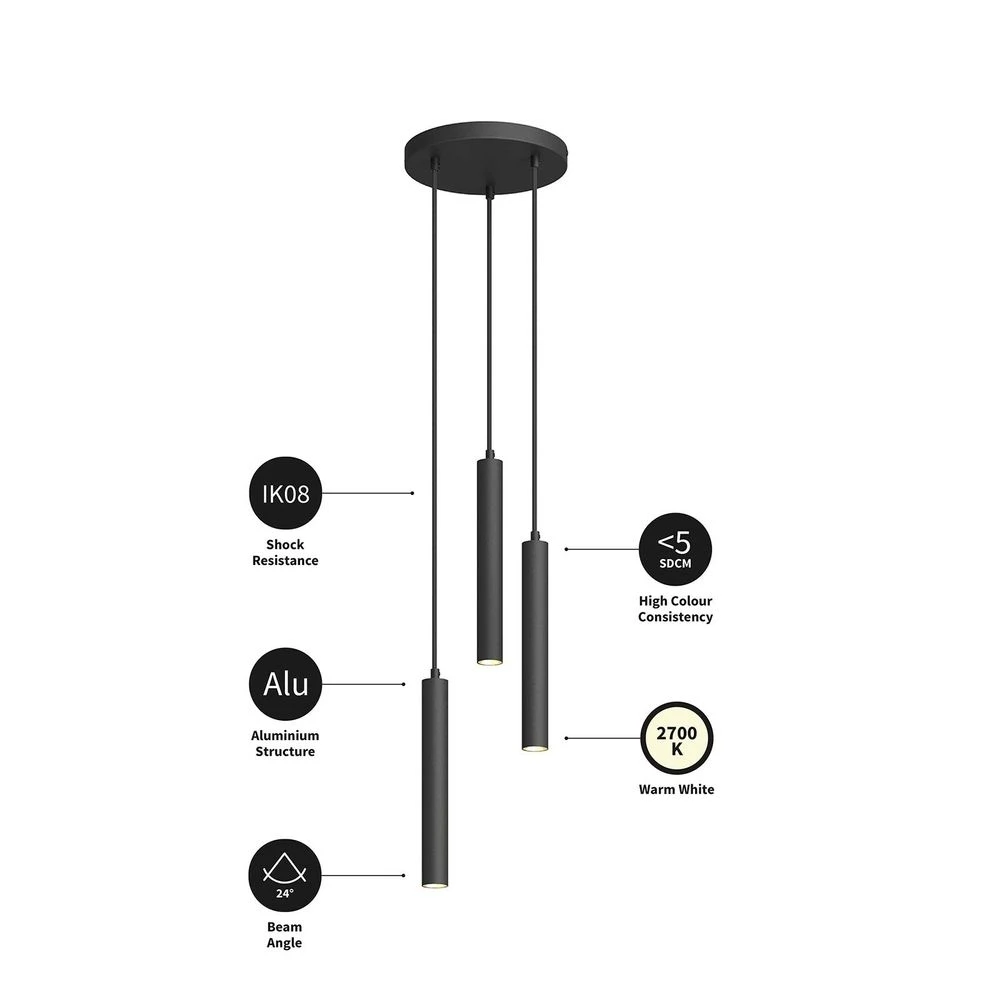 Franka Cluster Lámpara Colgante Black - Arcchio 3 Franka Cluster Lámpara Colgante Black - Arcchio - Imagen 3