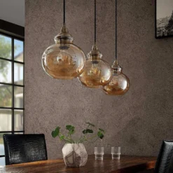 Tymoni Lámpara Colgante Amber/Wood - Lindby -Iluminación Tienda De Ventas 42510965699884