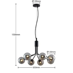 Wynina Lámpara Colgante Black/Smoke - Lucande -Iluminación Tienda De Ventas 42519117045184