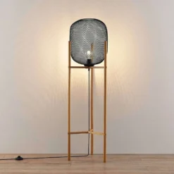 Djuna Lámpara De Pie Black/Wood - Lindby -Iluminación Tienda De Ventas 42519117079154