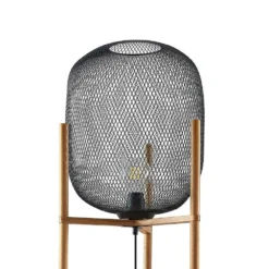 Djuna Lámpara De Pie Black/Wood - Lindby -Iluminación Tienda De Ventas 42519117079155