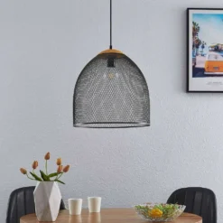 Monigo Lámpara Colgante Nickel/Wood - Lindby -Iluminación Tienda De Ventas 42519117082193