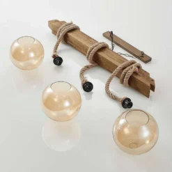 Mevan 3 Lámpara Colgante Wood/Amber - Lucande -Iluminación Tienda De Ventas 42519117112957
