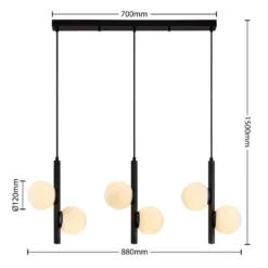 Emarin 3 Lámpara Colgante Black/Opal - Lucande -Iluminación Tienda De Ventas 42519117130603