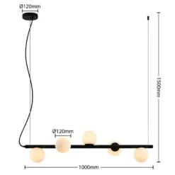 Emarin Long Lámpara Colgante Black/Opal - Lucande -Iluminación Tienda De Ventas 42519117130843