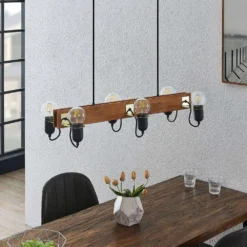 Becky Lámpara Colgante Wood/Black/Brass - Lucande -Iluminación Tienda De Ventas 42519117137253