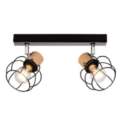 Fence 2 Lámpara De Techo Black/Chrome/Wood - Envostar -Iluminación Tienda De Ventas 42519117211264