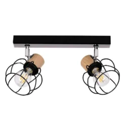 Fence 2 Lámpara De Techo Black/Chrome/Wood - Envostar -Iluminación Tienda De Ventas 42519117211265