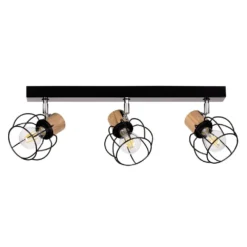 Fence 3 Lámpara De Techo Black/Chrome/Wood - Envostar -Iluminación Tienda De Ventas 42519117211714