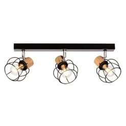 Fence 3 Lámpara De Techo Black/Chrome/Wood - Envostar -Iluminación Tienda De Ventas 42519117211716