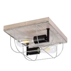 Neptuna 2 Square Lámpara De Techo Grey Wood/Black/Grey - Envostar -Iluminación Tienda De Ventas 42519117230213