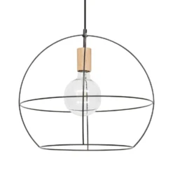Open Round Lámpara Colgante Black/Wood - Envostar