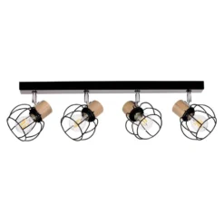 Fence 4 Lámpara De Techo Black/Chrome/Wood - Envostar -Iluminación Tienda De Ventas 42519117259335