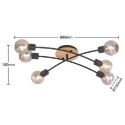 Eridia 6 Cross Lámpara De Techo Black/Wood - Lindby -Iluminación Tienda De Ventas 42519117284534
