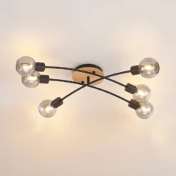 Eridia 6 Cross Lámpara De Techo Black/Wood - Lindby -Iluminación Tienda De Ventas 42519117284535