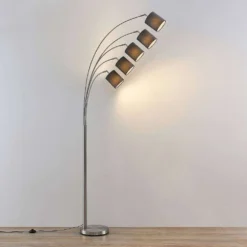 Abiram Lámpara De Pie Nickel/Dark Grey - Lindby -Iluminación Tienda De Ventas 42519117327404