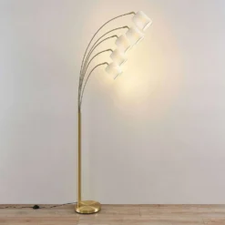 Abiram Lámpara De Pie Brass/White - Lindby -Iluminación Tienda De Ventas 42519117327884