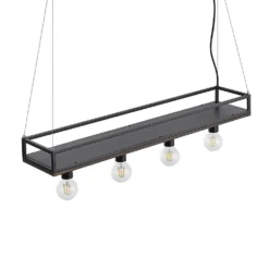 Kirista 4 Lámpara Colgante Black/Wood - Lindby