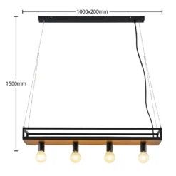 Kirista 4 Lámpara Colgante Black/Wood - Lindby -Iluminación Tienda De Ventas 42519117347993