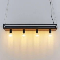 Kirista 4 Lámpara Colgante Black/Wood - Lindby -Iluminación Tienda De Ventas 42519117347994