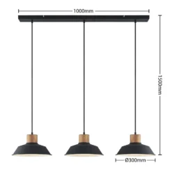 Nefeli 3 Lámpara Colgante Black/Wood - Lindby -Iluminación Tienda De Ventas 4251911743531 3
