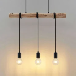 Ferris 3 Lámpara Colgante Wood/Black - Lindby -Iluminación Tienda De Ventas 4251911744491 4