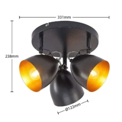 Fintja 3 Round Lámpara De Techo Black/Gold - Lindby -Iluminación Tienda De Ventas 42519117448425