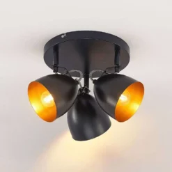 Fintja 3 Round Lámpara De Techo Black/Gold - Lindby -Iluminación Tienda De Ventas 42519117448426