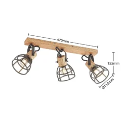 Flintos 3 Lámpara De Techo Wood/Black - Lindby -Iluminación Tienda De Ventas 4251911749441 5