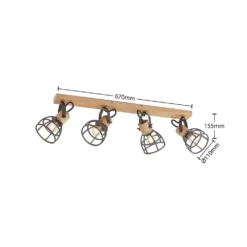 Flintos 4 Lámpara De Techo Wood/Black - Lindby -Iluminación Tienda De Ventas 4251911749465 5